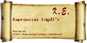 Kapronczai Edgár névjegykártya
