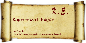 Kapronczai Edgár névjegykártya